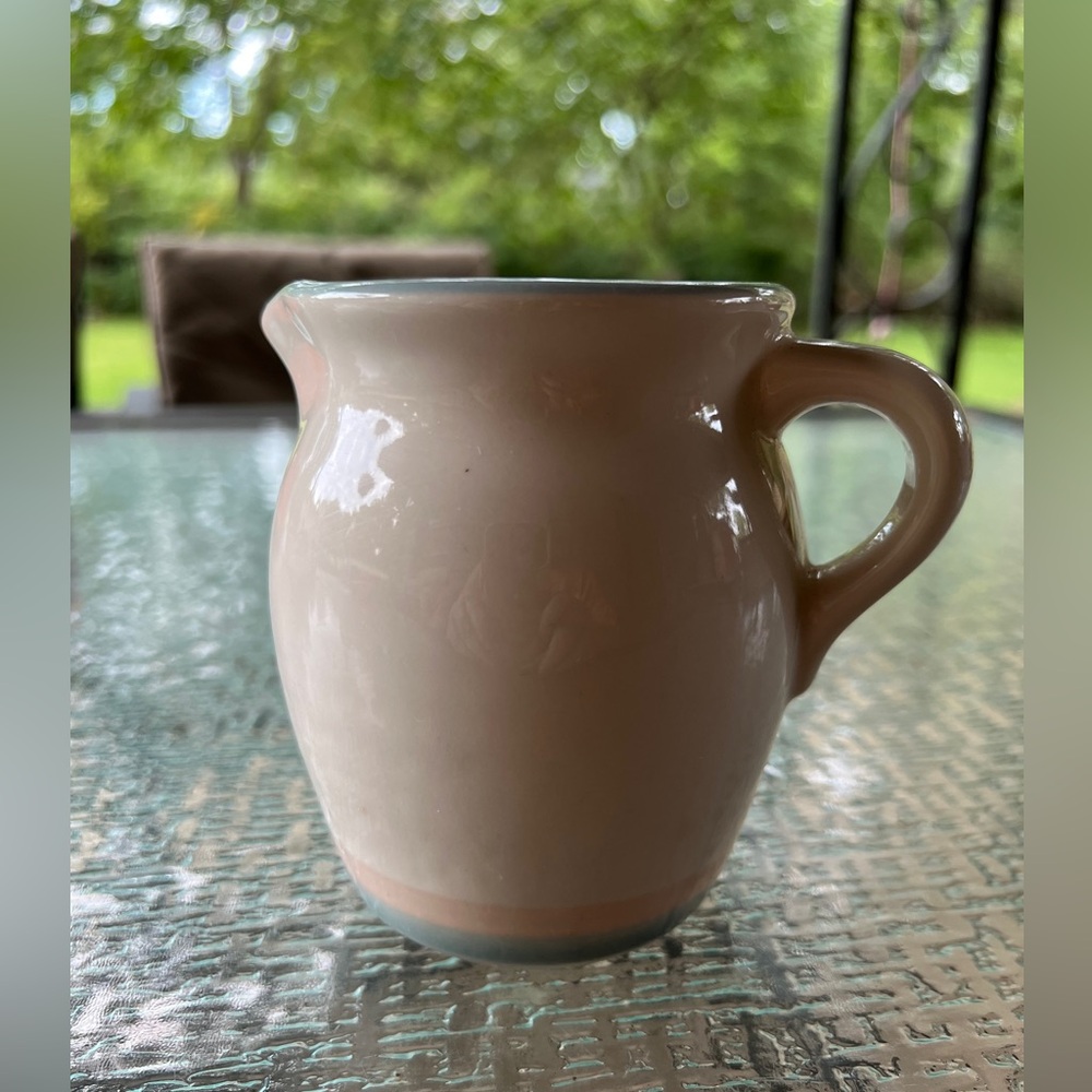Vintage Pfaltzgraff Aura pink and blue creamer striped retired